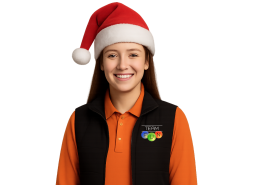 Cropped Image of Team Fun Cast Member with Christmas Hat